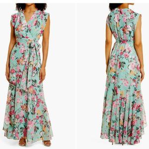 Floral Faux Wrap Maxi Dress